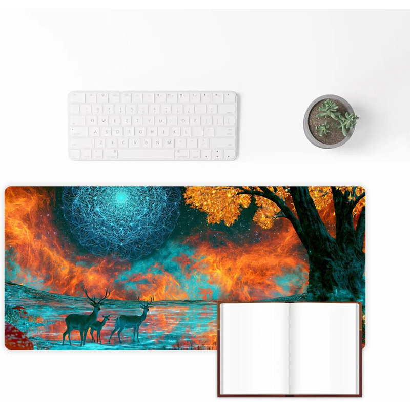 Tapis de souris Forêt Cerf, tapis de bureau étendu, décoration de bureau pour les fêtes, 40 x 80 cm