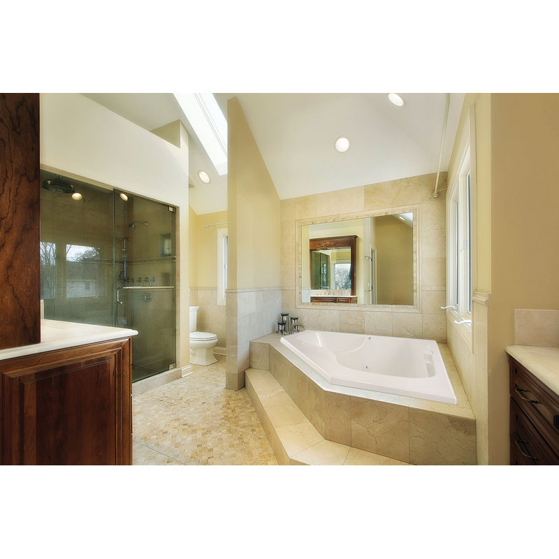 Lara 60'' x 60'' Soaking Acrylic Bathtub, White, Polished Chrome