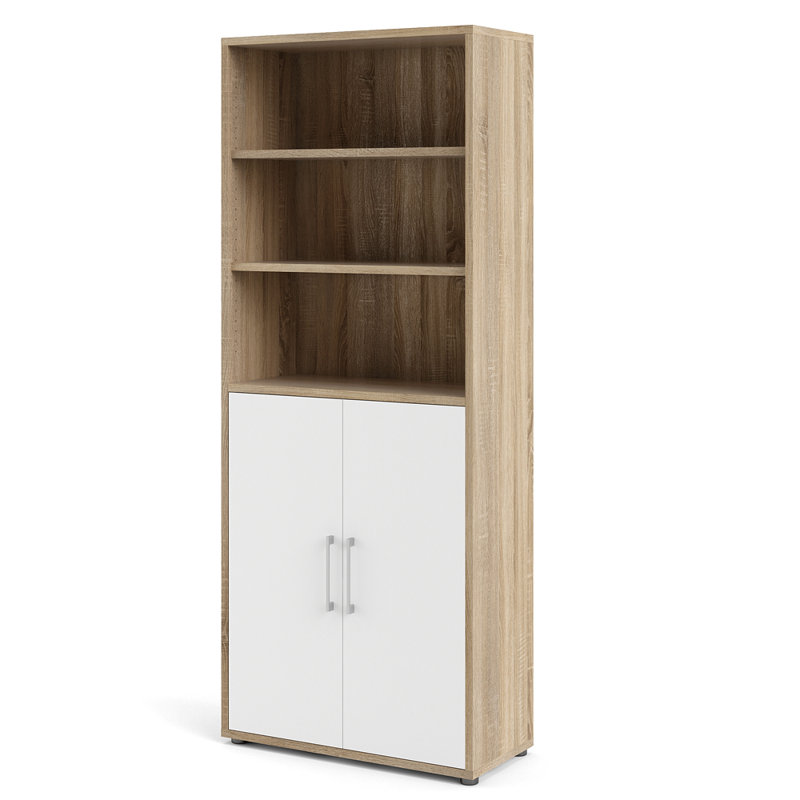 Dorin 2 -Door 4 -Shelf Standard, Oak/White