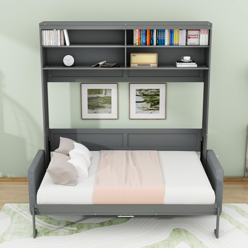 Queen Murphy Bed with Sofa, Gray