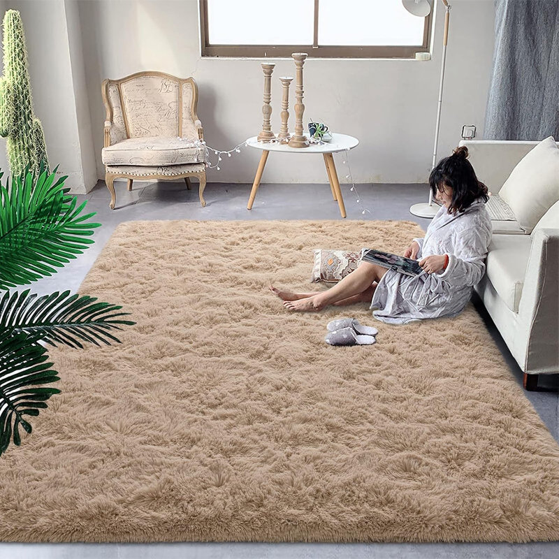 Solid Colour Shag Area Rug, Rectangle 122 x 183 cm