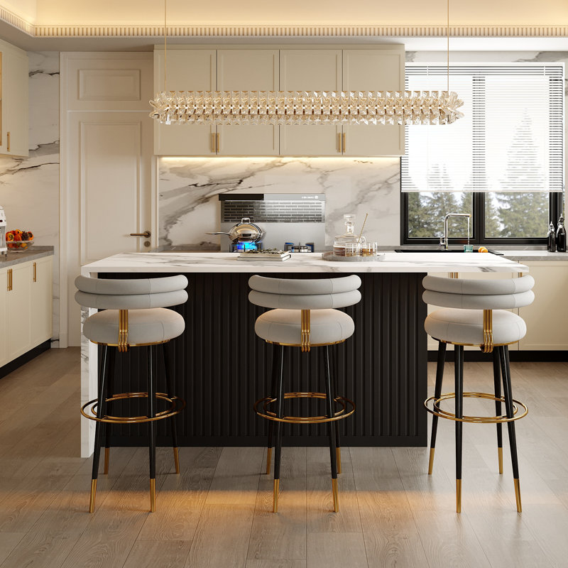 Îlot de cuisine moderne de 180 cm de large avec tiroirs de rangement et casier à vin, meuble bar de cuisine ouvert avec coin repas