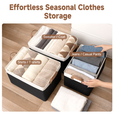 Fabric Foldable Storage Bins with Handles, Modern Storage Basket for Shelves, Closet, Dorm