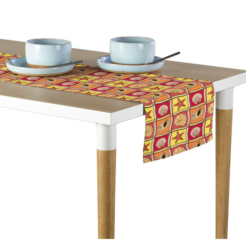 Shell Patches Colors Table Runner, 108" x 14", Orange/Yellow