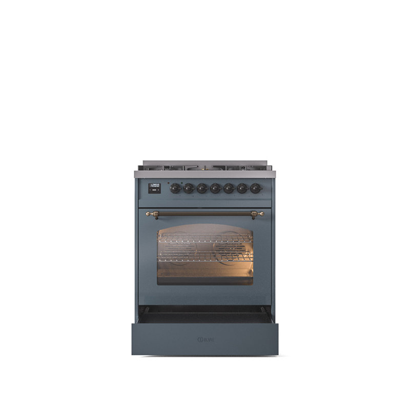 ILVE Nostalgie II 30 in Dual Fuel Range, Blue Gray/Bronze, Liquid Propane