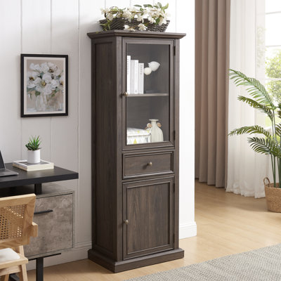 Tall Storage Cabinet, Freestanding Cabinet With Glass Door And Shelves, Sideboard Cabinet, Cabinet With Drawer For Living Room, Kitchen, Dining Room, Office