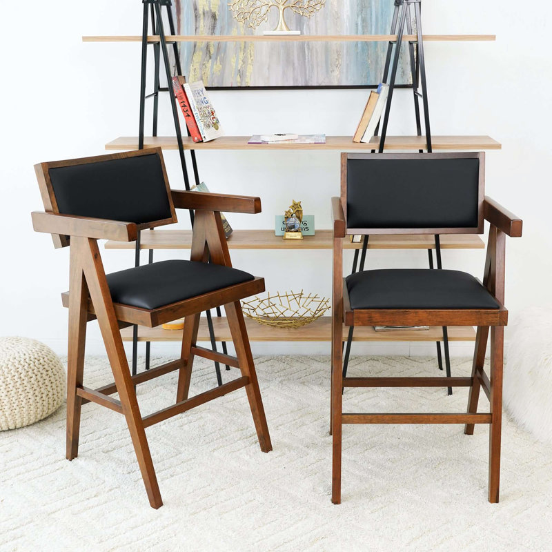 Chaise de comptoir Athena en cuir végétalien