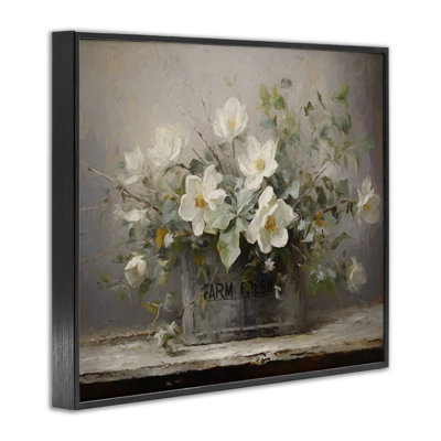 Country Farm Florals Gray Framed Giclee Art by Ramona Murdock