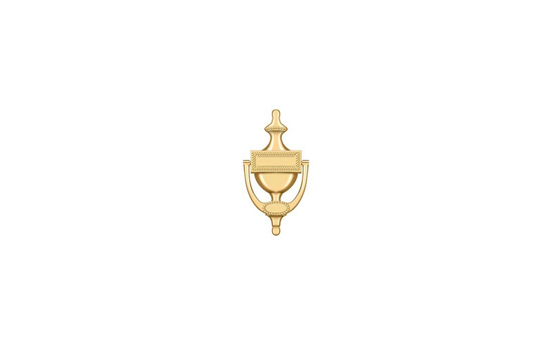 Victorian Brass Door Knocker, PVD Polished Brass