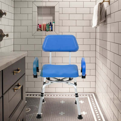 Iliving ILG-638 Swivel Pivoting Shower Chair For Bathtub And Shower With Padded Seat, Back And Arms, And Adjustable Height