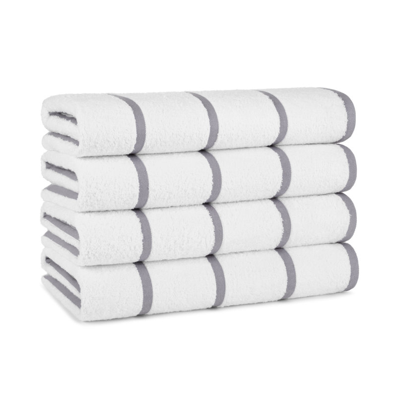 Arkwright Las Rayas 100% Cotton 30x60 Beach Towels (Pack of 4), Light Gray