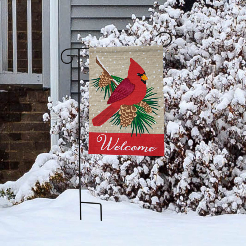 Drapeau de jardin Cardinal Winter Burlap