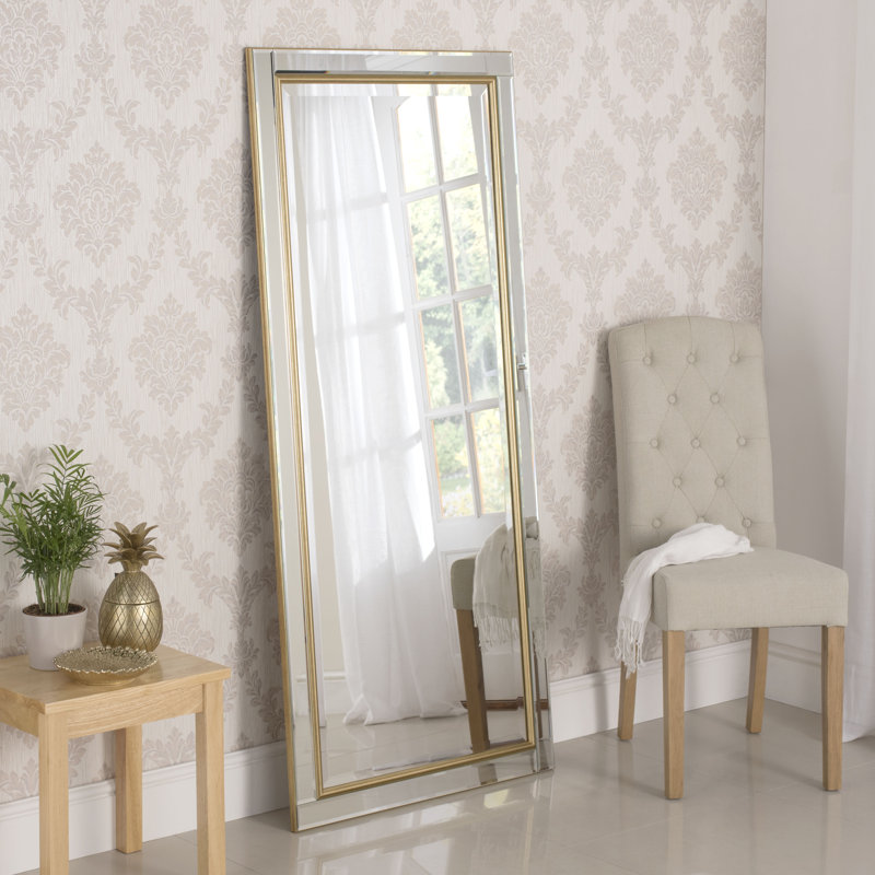 Abbate Venetian Bevelled  Accent Wall Mirror, Gold, 166.5cm H x 75cm W