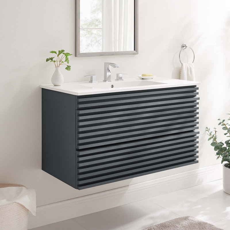 Meuble-lavabo mural 36 po Modway Render, gris