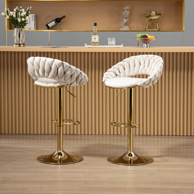 Ensemble de 2 tabourets de bar pivotants avec repose-pieds réglables