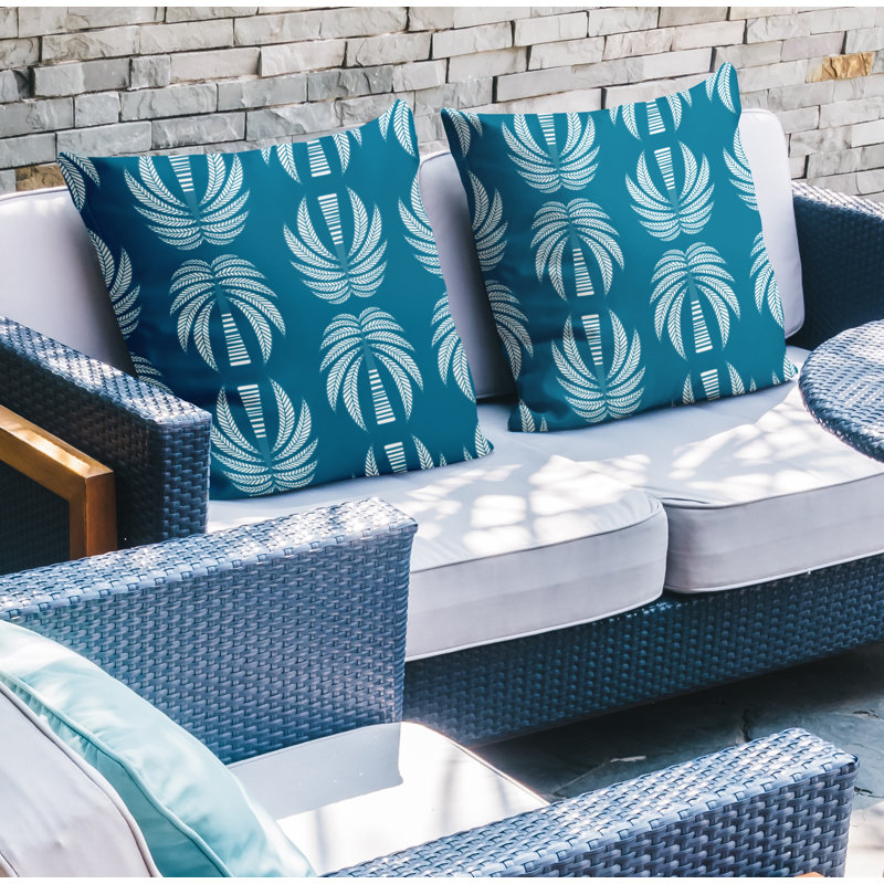 Housse et insert de coussin décoratif intérieur / extérieur en mélange de polyester, L 19 po x H 19 po, Turquoise