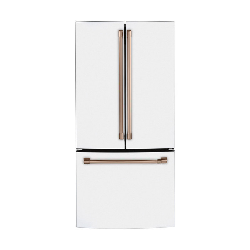 33" Counter Depth French Door 18.6 cu. ft. Smart ENERGY STAR Refrigerator, Matte White/Brushed Bronze