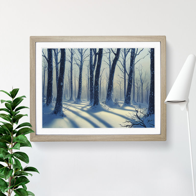 Cheery Winter Forest 1 Piece Single Picture Frame Wall Art, 25cm H x 34cm W x 2cm D, Oak