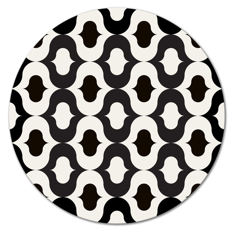 «Black and White Retro Geometrics», art mural à motif de cercle en métal, H 29 po x l 29 po