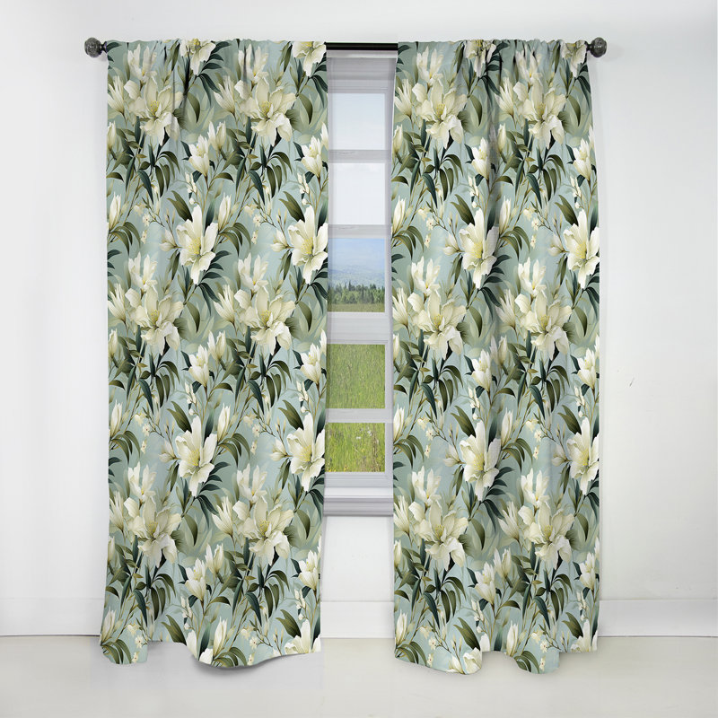 Bamboo Whispers Tropical Pattern I - Floral Curtain - Blackout Floral Curtain - 1 Panels, 52" W x 63" L