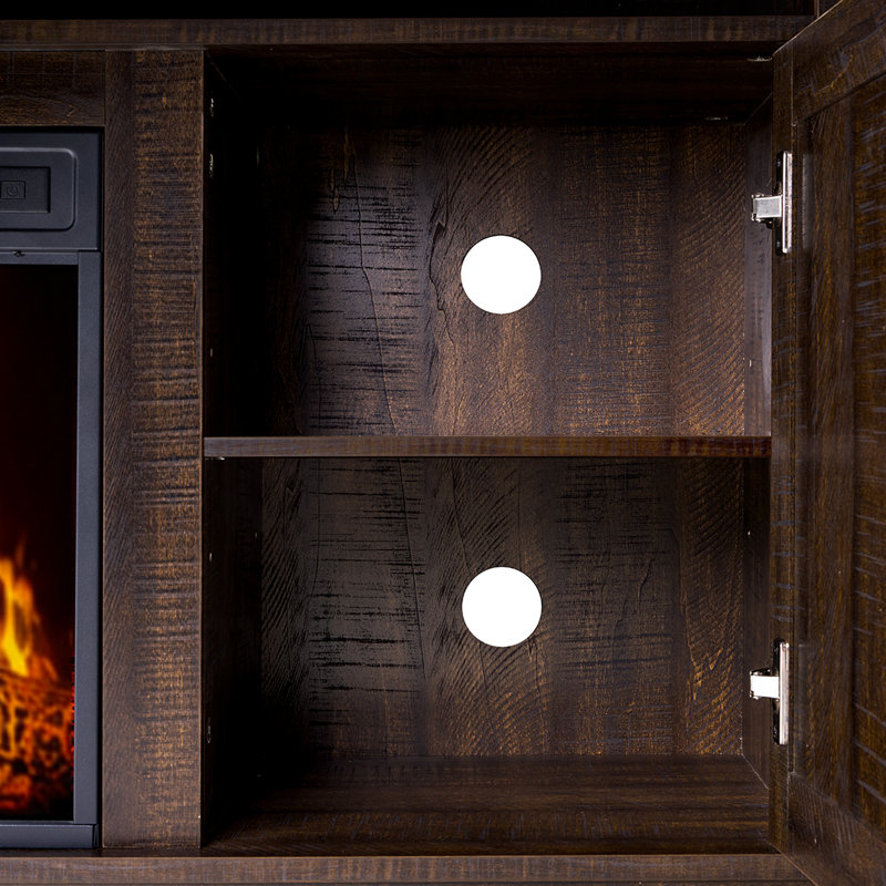 Meuble télé avec foyer électrique l 63 po Chimira, Bois de grange récupéré