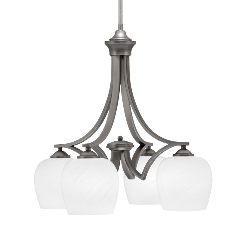 Lustre 4 lumières Zilo avec verre blanc de 6 po Zilo, Graphite