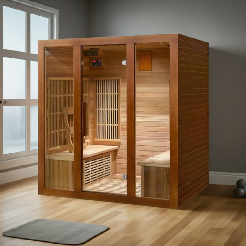 SunRay Saunas Roslyn 4 - Person Bluetooth Compatible FAR Infrared Sauna in Cedar
