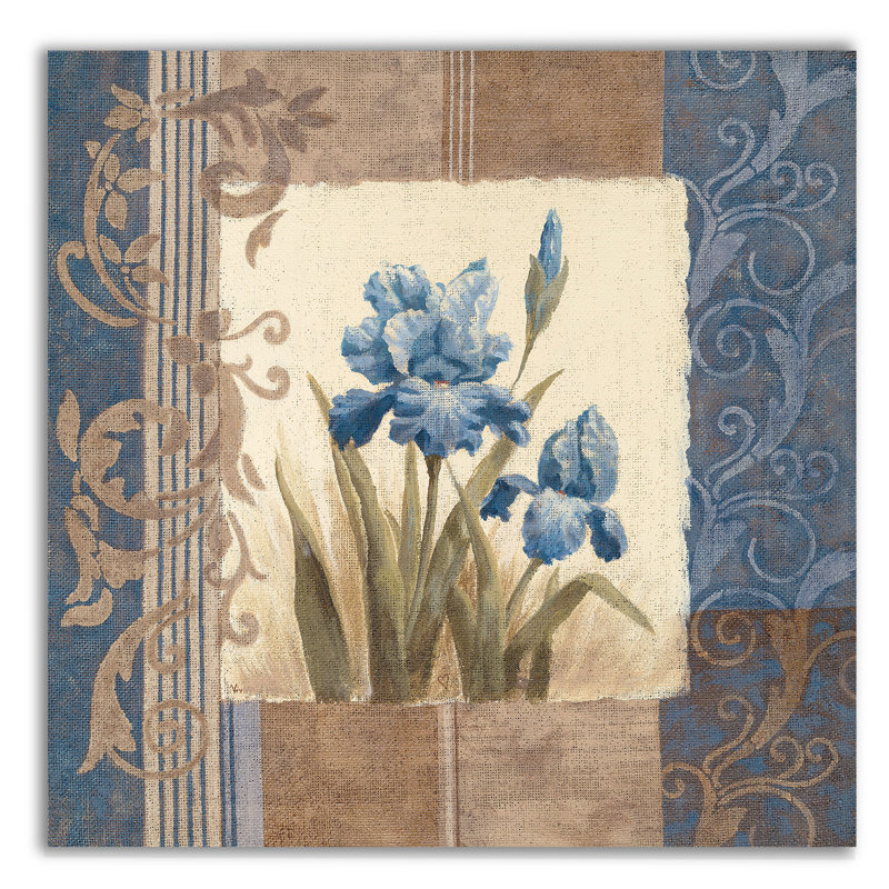 " Blue Iris Scroll " Painting Print, 10" H x 10" W x 1.5" D