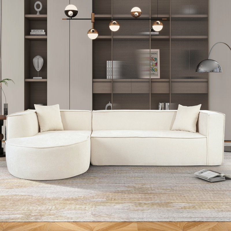 Modern Style Sectional Sofa With Luxurious Chenille Fabric, Elegant Curved Design, And High-Density Foam For Unmatched Comfort