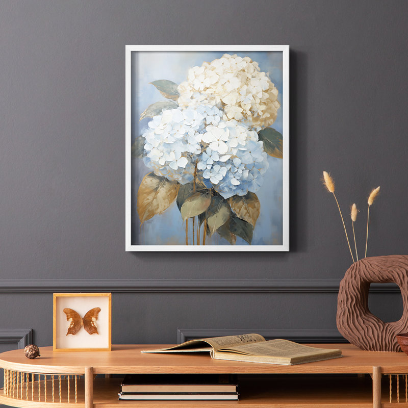 Série FLORAL Cxxiv - reproduction encadrée de qualité supérieure - prête à être accrochée - aucun clou requis, Blanc