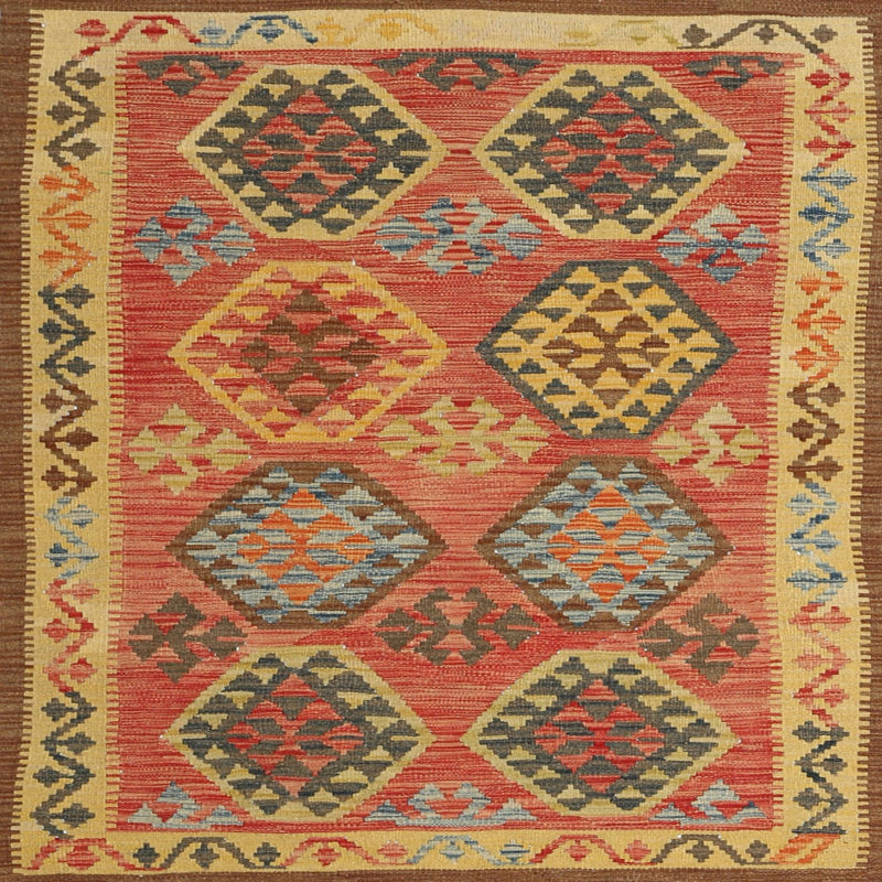 Tapis gris/brun/crème contemporaine, Carré 4 pi