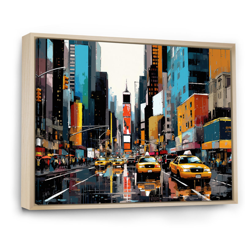 Jaune sarcelle jaune - New York, Cadre naturel flottant, H 34 po x l 44 po x P 1,5 po