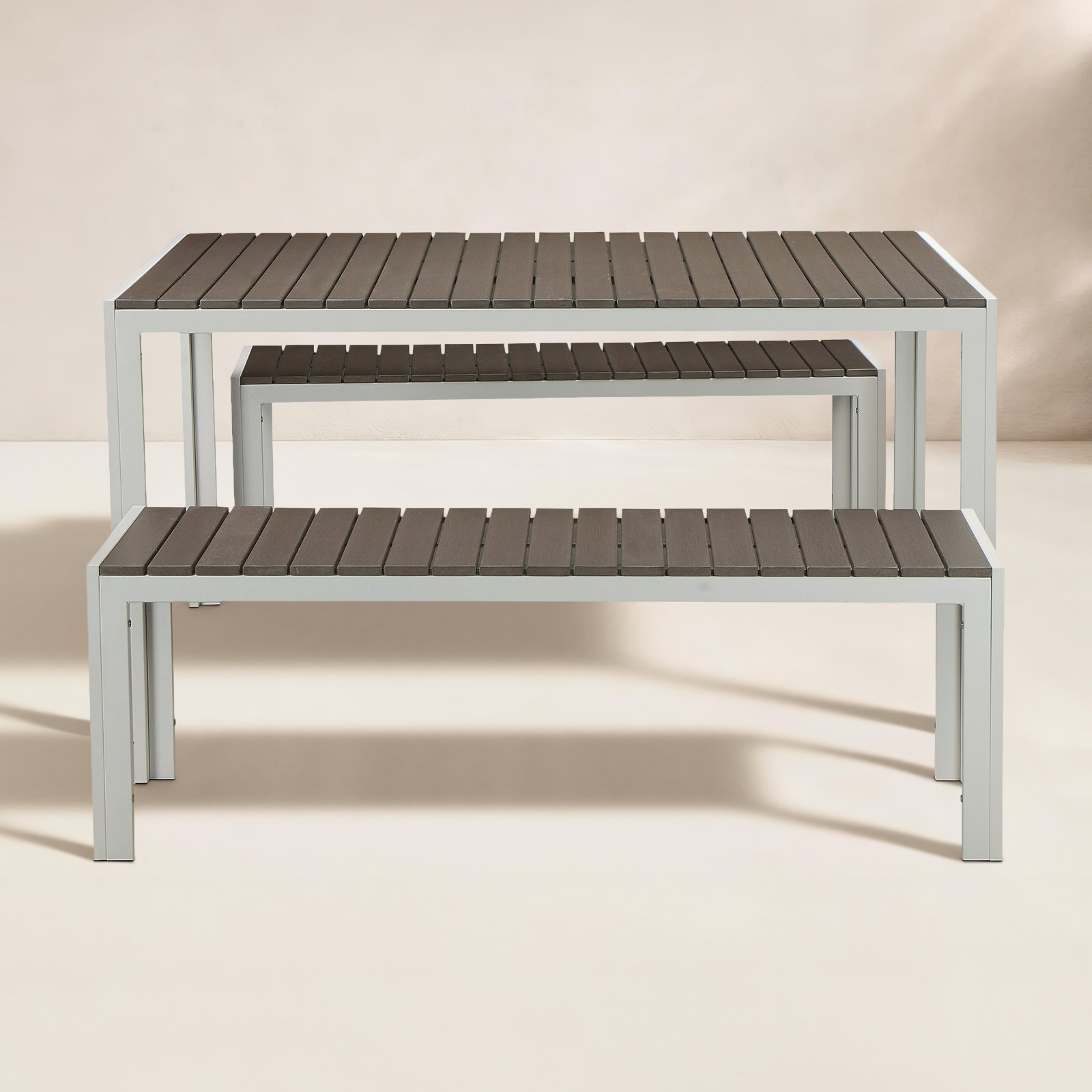 Joel 59" Patio Dining Set, White/Gray