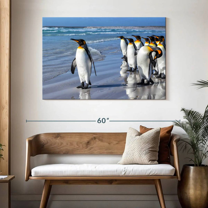 Penguins In The Beach, 32" H x 48" W
