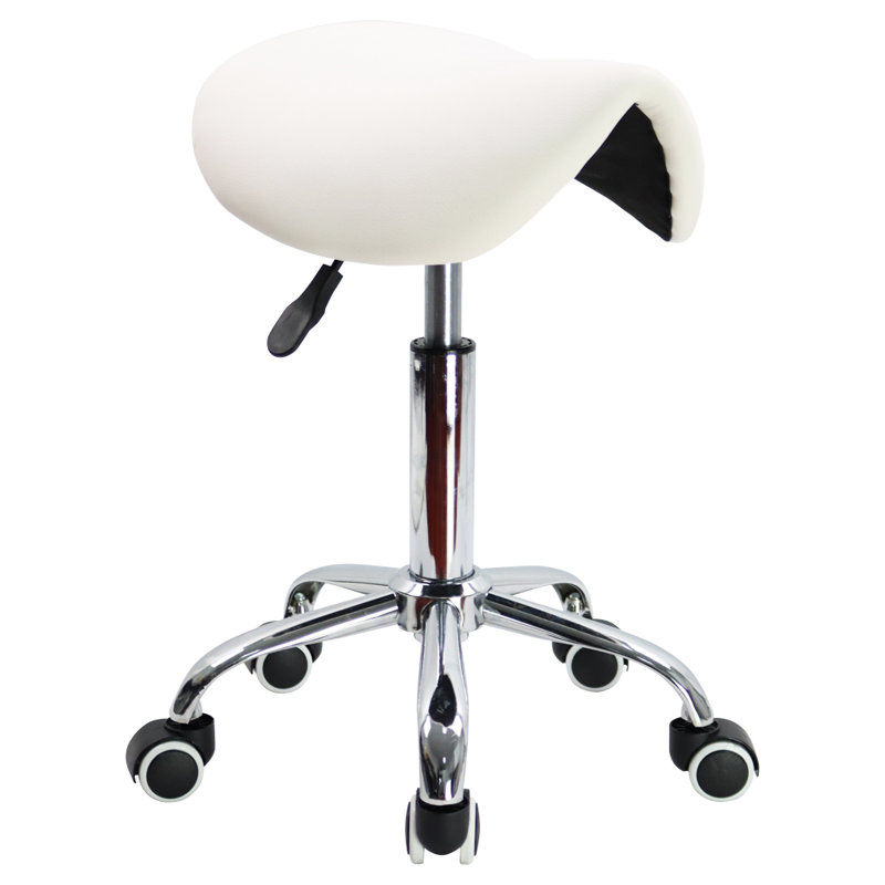Adjustable Height Ergonomic Lab Stool with Wheels, White