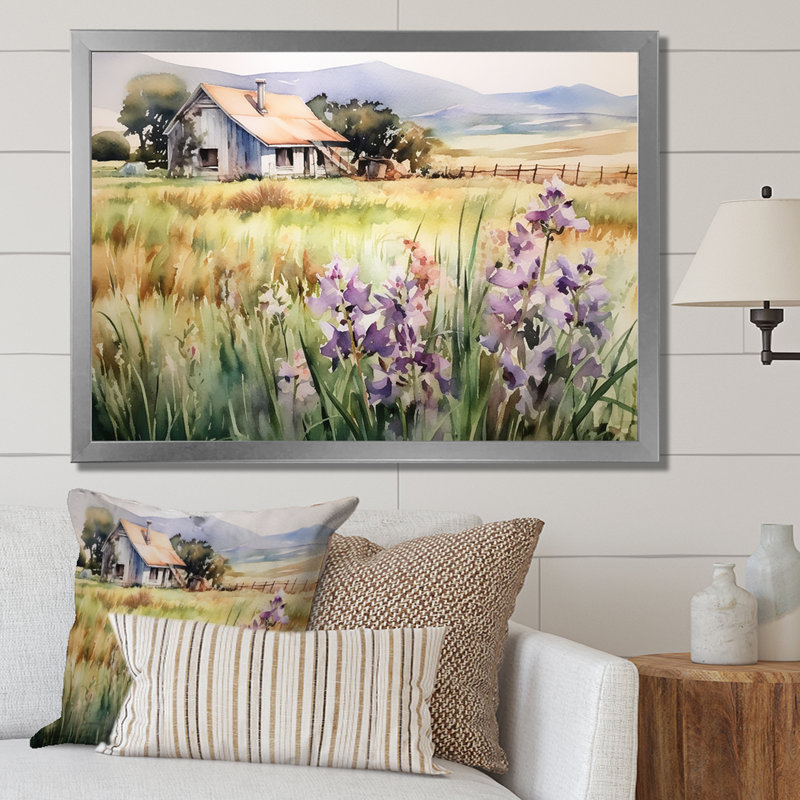 Lavande, campagne, prés - orchidées, reproduction d'art sur toile, H 34 po x l 44 po x P 1,5 po, Cadre simple argenté