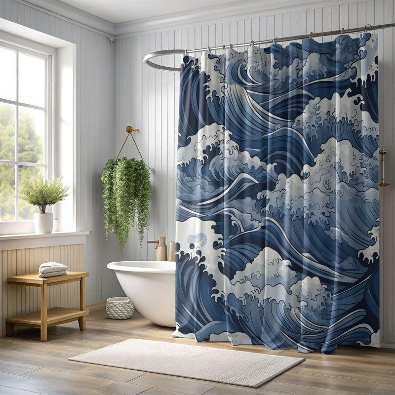 Rideau de douche Ocean Waves - Premium, H 74 po x l 71 po