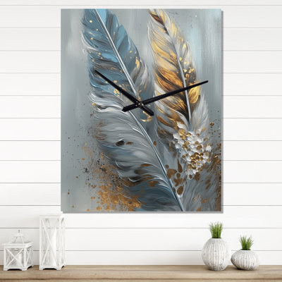 Feather Wanderlust I - Glam Feather Wall Clock