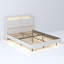 Base de lit plateforme flottante rembourrée avec éclairage à DEL, station de charge et tête de lit cachée, aucun sommier nécessaire, beige-153992948