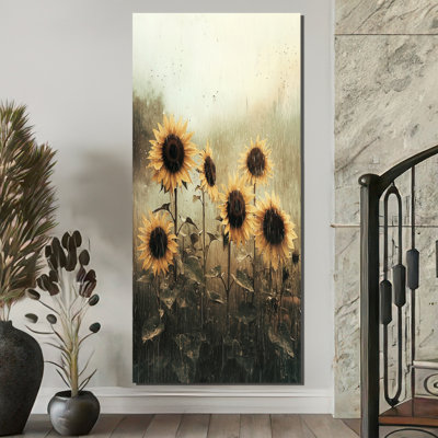 Doykos rétro jour de pluie tournesols I - tournesols grand art mural