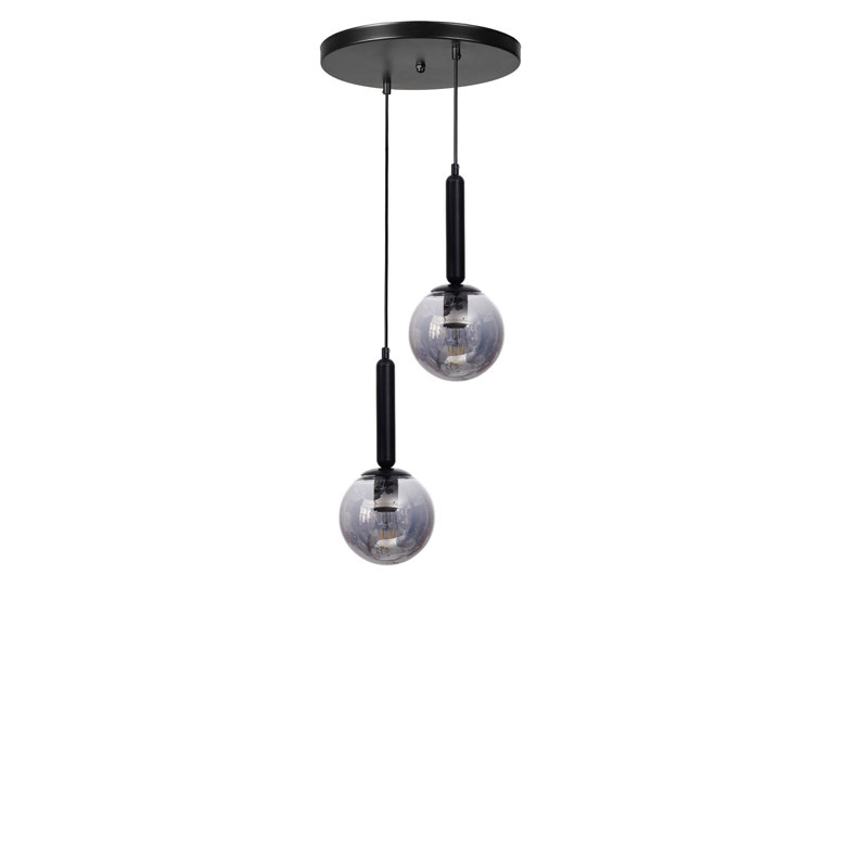 Lustre réglable élégant, structure en métal gris et noir, 15 x 5,9 pouces | 2 x douilles E27 (40 W maximum) | Élégant luminaire pour salle à manger et espaces de vie | Homologué IP20, pour la décoration intérieure moderne