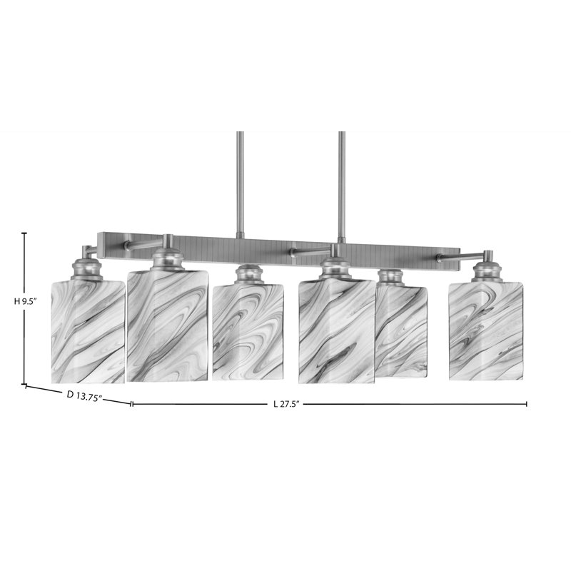 Edge 6 Light Bar With 3.5" Glass, Brushed Nickel