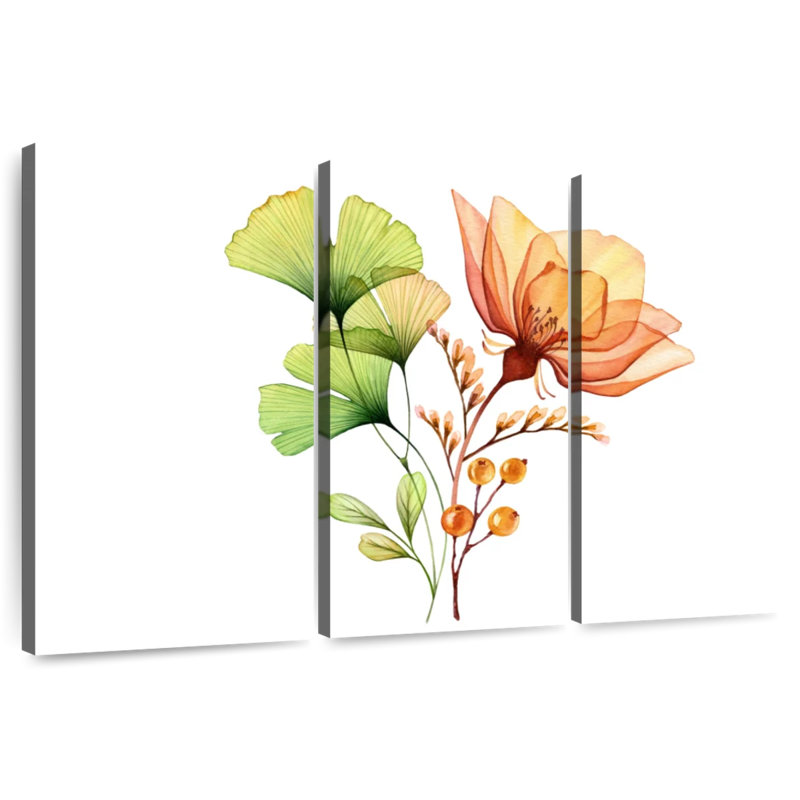 Harnek Sheer Flower And Ginkgo Leaf, 20" H x 33" W