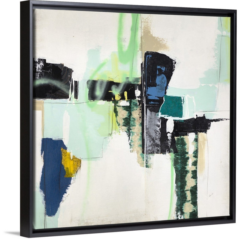 « hard véracité ii », peinture sur toile, H 13,7 po x l 13,7 po x P 1,75 po, Cadre flottant noir