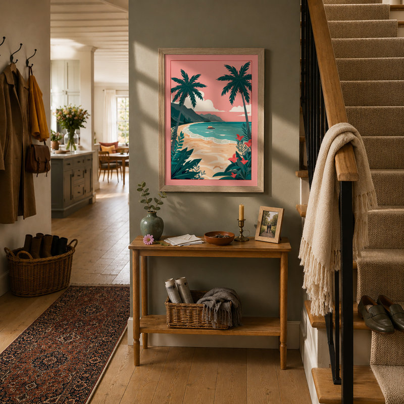 Beach Paradise Tropical - Framed Print, A3 - 42.0 x 29.7 cm, Oak