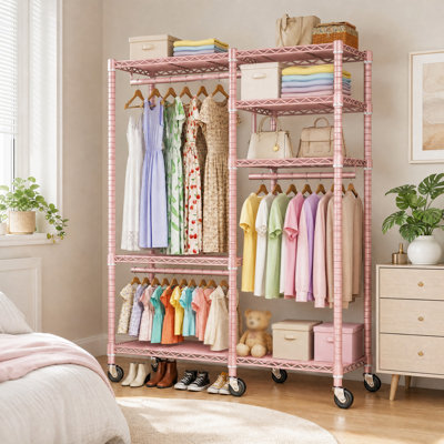 115.5 cm Adjustable Rolling Clothes Rack