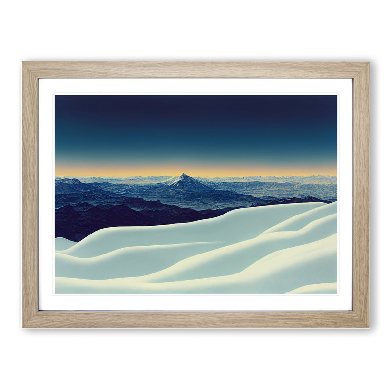Winter Sunrise over Mountains - Framed Print, 46cm H x 64cm W x 2cm D, Oak Framed