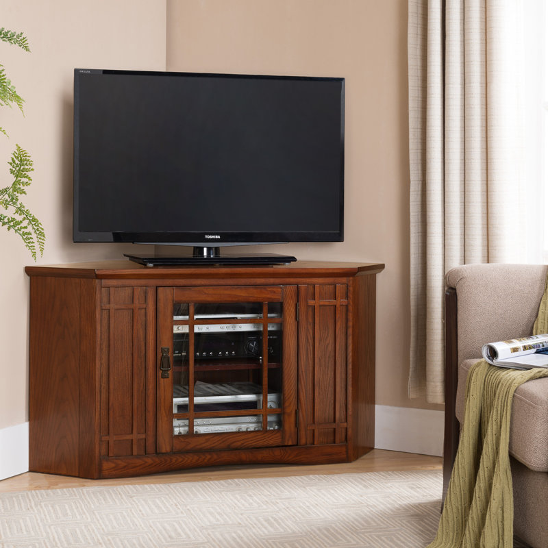Meuble télé d'angle en bois massif pour téléviseur de 50 po ou moins Tucci, Chêne