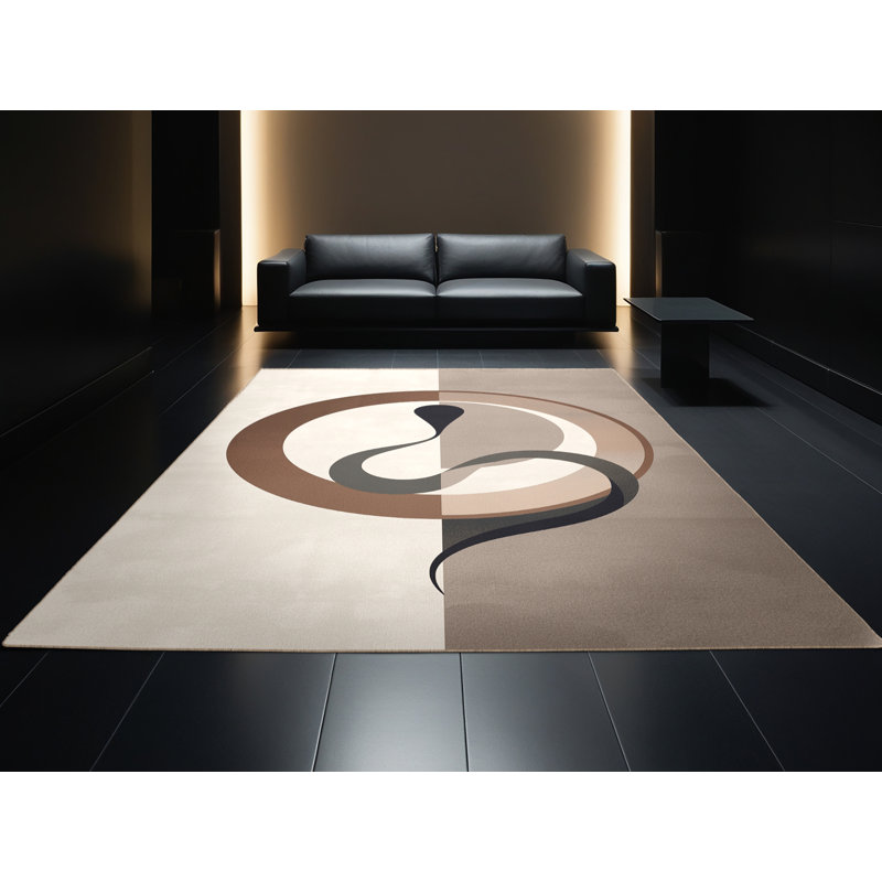 Tapis beige lavable à la machine Percilla Ouroboros, 4 x 6