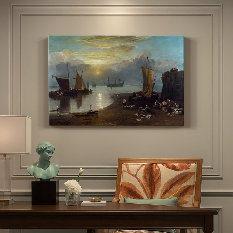 J.M.W. Turner "The Sun Rising Through Vapor" - Art mural de qualité musée sur toile tendue, 24 x 36